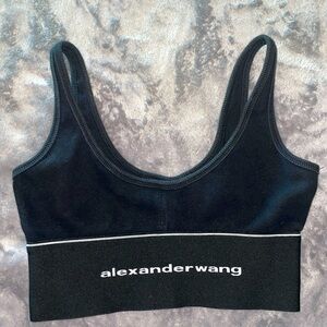 Alexander wang logo elastic ribbed sports bra / crop top